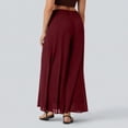 thumbnail image 4 of Women Flowy Chiffon Wide Leg Split Palazzo Pants High Waist Sheer Layered Trousers Lightweight Ankle Pants Wine M, 4 of 6