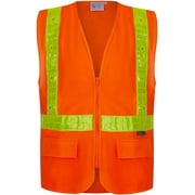 3C Products Premium ANSI Class 2 Safety Orange Safety Vest w/ 16 Bright LED Lights 3 Flashing Patterns - SV-LED-2270-XL
