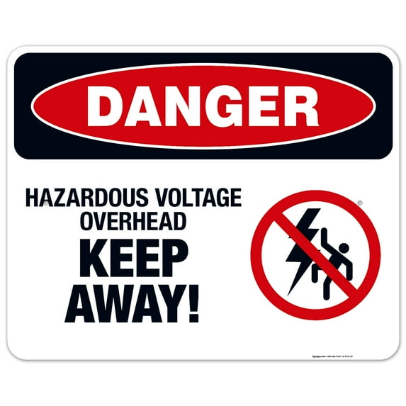 Hazardous Voltage Overhead Keep Away Sign, OSHA Danger Sign, 24x30 Aluminum