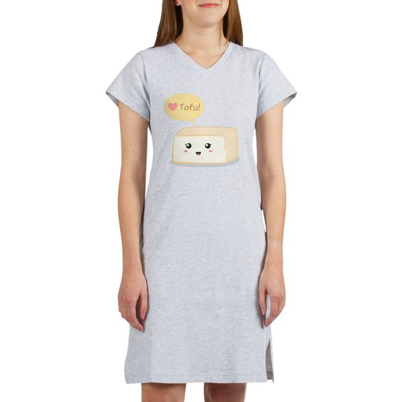 CafePress - Kawaii Tofu Asking People To Lo - Women's Nightshirt