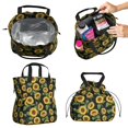thumbnail image 2 of Sunflower Black Pattern Drawstring Insulated Lunch Bag for Women, Stain-Resistant Large Lunch Tote with Multi-Pockets for Work Office, 2 of 5
