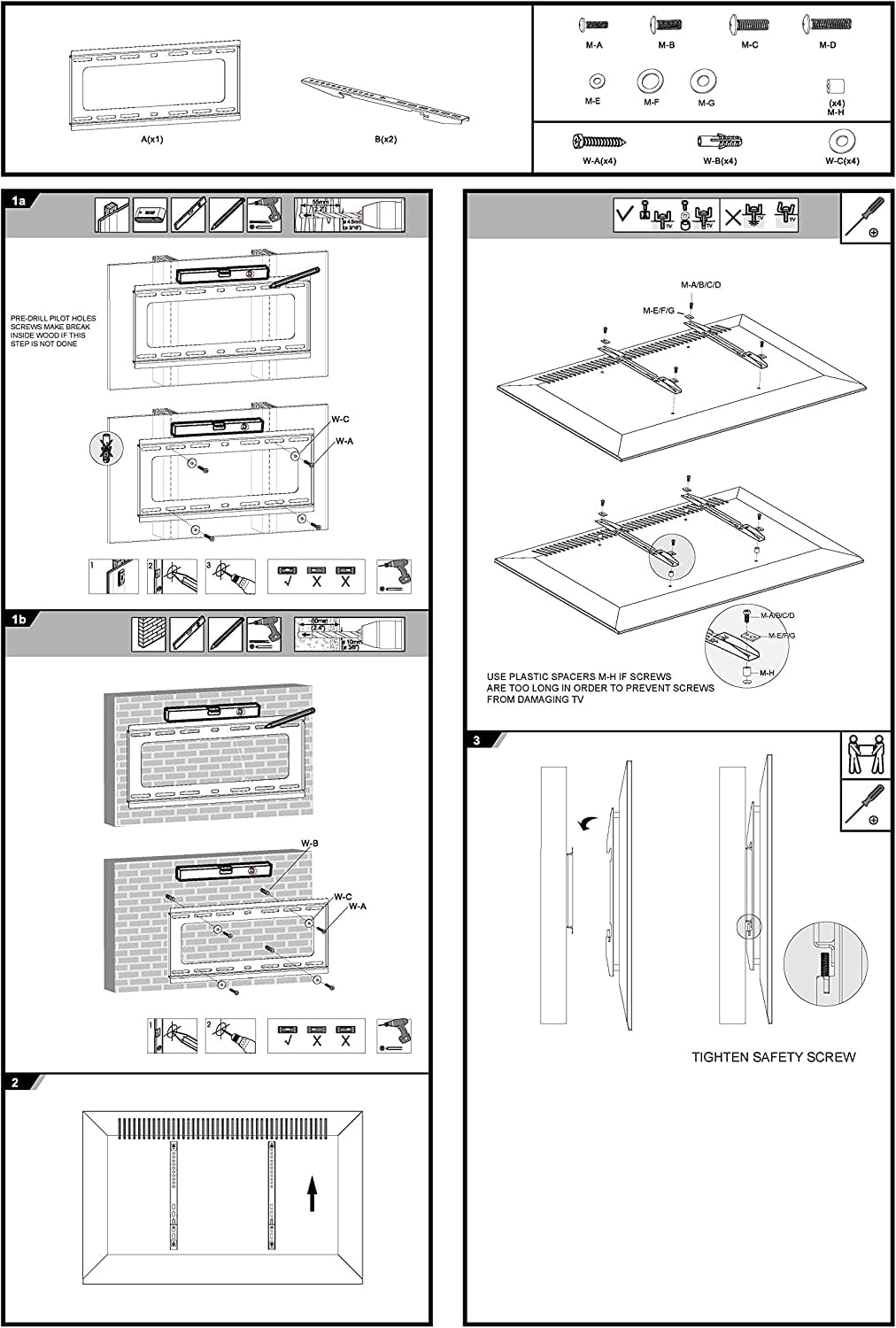 Impact Mounts SLIM LCD LED PLASMA FLAT TV WALL MOUNT BRACKET 40 42 43 46 47 48 50 55 60 65 70