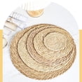 thumbnail image 5 of 1Pc 5.9 to 15 Inches Round Woven Rattan Placemats, Natural Hand-Woven Water Hyacinth Placemats, Farmhouse Weave Place Mats, Rustic Braided Wicker Table Mats, 7 Sizes Available,15*15in, 5 of 5