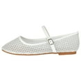 thumbnail image 2 of TOP MODA Dress Shoes Women Rhinestone Mesh Ballet Flats Round Toe Sparkly Mary Jane Strap Lightweight Breathable ROSARIO-1 White 8, 2 of 4