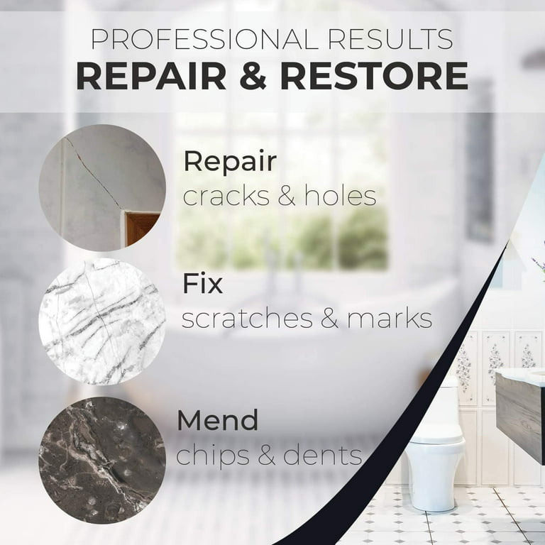 Ceramic and Tile Repair Kit by - Also Works as Bathtub Repair Kit I Ideal  to Fi