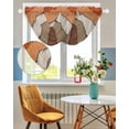 thumbnail image 3 of Waterfall Valances for Windows, Burnt Orange Brown Kitchen Sheer Valance Curtains, Farmhouse Vintage Wooden Rod Pocket Elegant Swag Valances for Living Room Bedroom, 47.2"x38.5", 3 Panel, 3 of 8