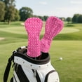 thumbnail image 3 of Yuyamidu Pink Golf Ball Golf Club Head Covers for Women Leopard Print Golf Accessories PU Leather for Driver Fairway Woods Hybrids, 3 of 8