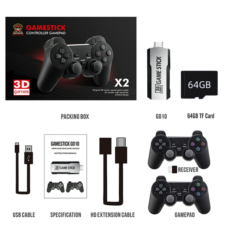 GD10 Game Stick Built-in 30000 Games 64GB 2.4G Wireless Controller HD Retro  Video Game Console 4k HD Video Game Console 