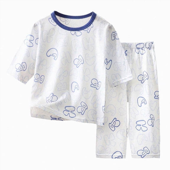 Nwiuh Pajamas Baby Girl Baby Long Sleeve Pajama Sets, Toddler Boy Girl 2-Piece Sleepwear (Blue, 2-3 Years)