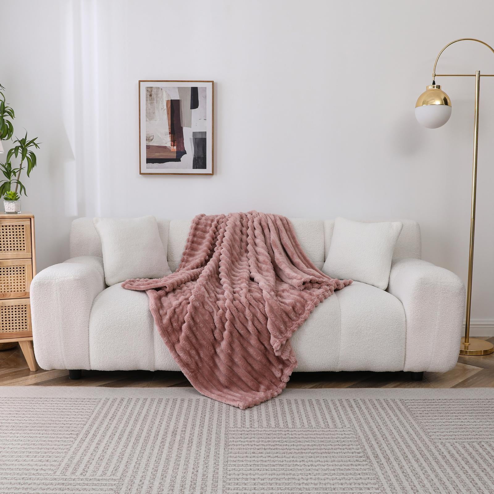 Kate Aurora Modern Lux Ultra Soft & Plush Ribbed Accent Throw Blanket - 50 in. W x 60 in. L - Assorted Colors