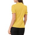 thumbnail image 3 of BLUSAS DE VERANO PARA MUJER INSPIRE CHIC Color Sólido Cuello con Lazo Mangas Cortas Blusas para Trabajar Amarillo XL, 3 of 7