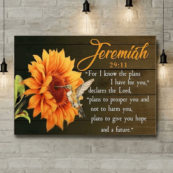 Jeremiah 29:11 Scripture Wall Art, Sunflower Bible Verse Print, Inspirational Christian Decor
