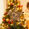 thumbnail image 4 of Christmas Tree Topper Star Large Gold Wrought Iron 3D Five-Pointed Star with 20 LED Lights for Xmas Tree Decoration Holiday Ornament, 4 of 6