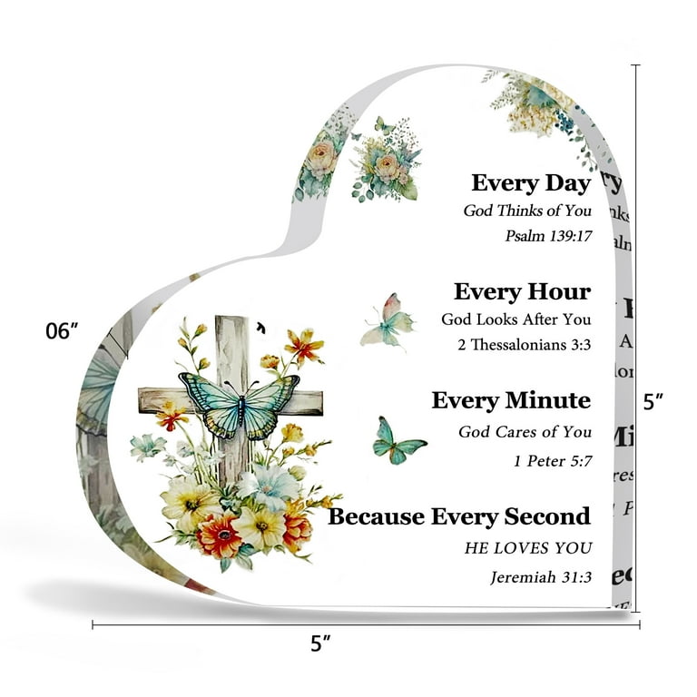 KOCTHOMY Christian Gifts for Women Inspirational Gifts with Bible Verse Prayers Religious Gifts Ornament Gifts for Women Friends Clear Acrylic Heart