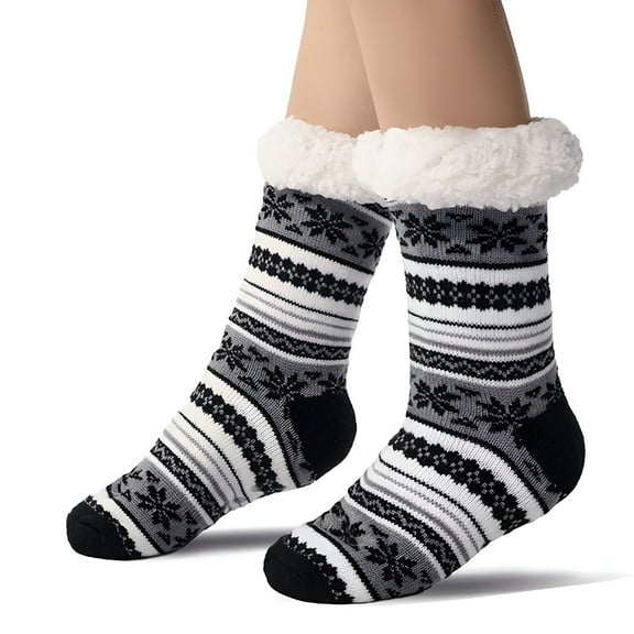 OQRKI 1 Pair Mens Slipper Socks: Fuzzy Socks Cozy Warm House Socks Indoor Thermal Socks, Non Slip Plush Fleece Socks Size 9-12