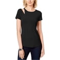 thumbnail image 2 of Camiseta básica con hombros recortados INC para mujer, negra, mediana I-N-C Camiseta básica, 2 of 2