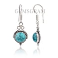thumbnail image 2 of Gemsgram Turquoise Earrings for Women - 925 Sterling Silver Filigree French Wire Dangle with Genuine Turquoise Gemstones, 2 of 6