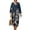 Bird Flower, variant on Tiger Ink Pattern Linen-Look Dresses for Women 2026 V Neck Long Sleeve Summer Dress Casual Swing Dress