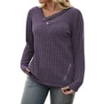 thumbnail image 2 of NISVIYA Winter Womens Plus Size Sweaters Blouses Elegant Long Sleeve Chic V Neck Pullover Purple, 2 of 6