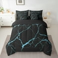 thumbnail image 3 of Manfei Marble Texture Road 7pcs Bedding Comforter Set,Modern Minimalist Artistic Queen Bedding Sets,Blue Black Queen Sheet Sets For Adults,Microfiber Room Decoration Reversible, 3 of 9