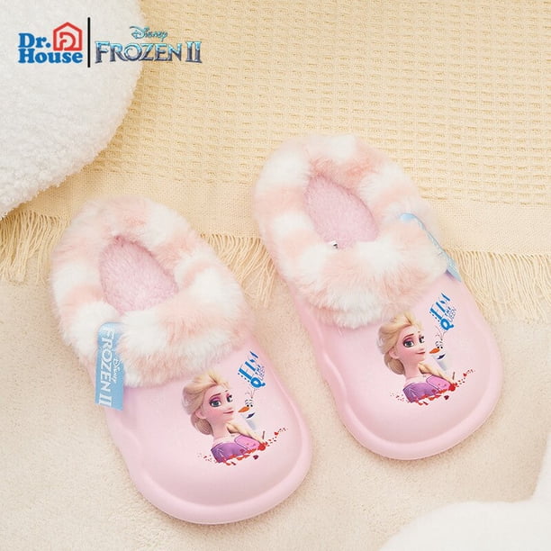 Disney frozen elsa zapatos de algodón princesa zapatillas de algodón para niños invierno hogar antideslizante lindo dibujos animados niñas casual shoes170-Insole 17cm Gao Jinjia LED
