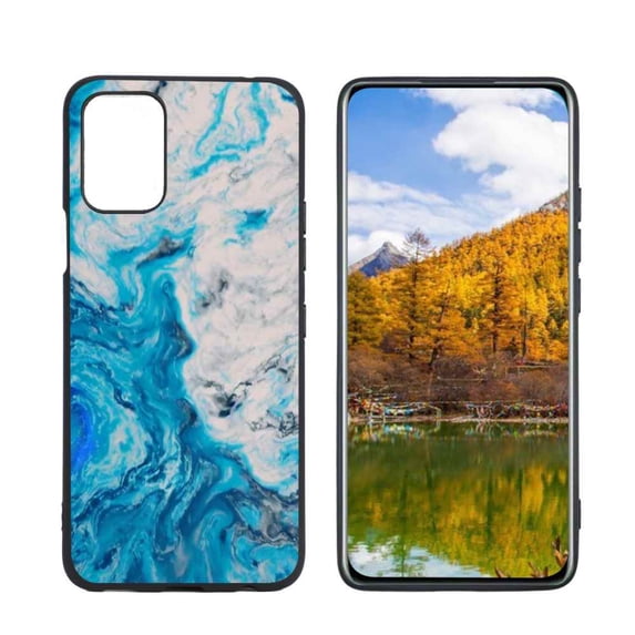 Compatible with LG Q52 Phone Case, Blue Marble 45 Case Men Women, Flexible Silicone Shockproof Case for LG Q52