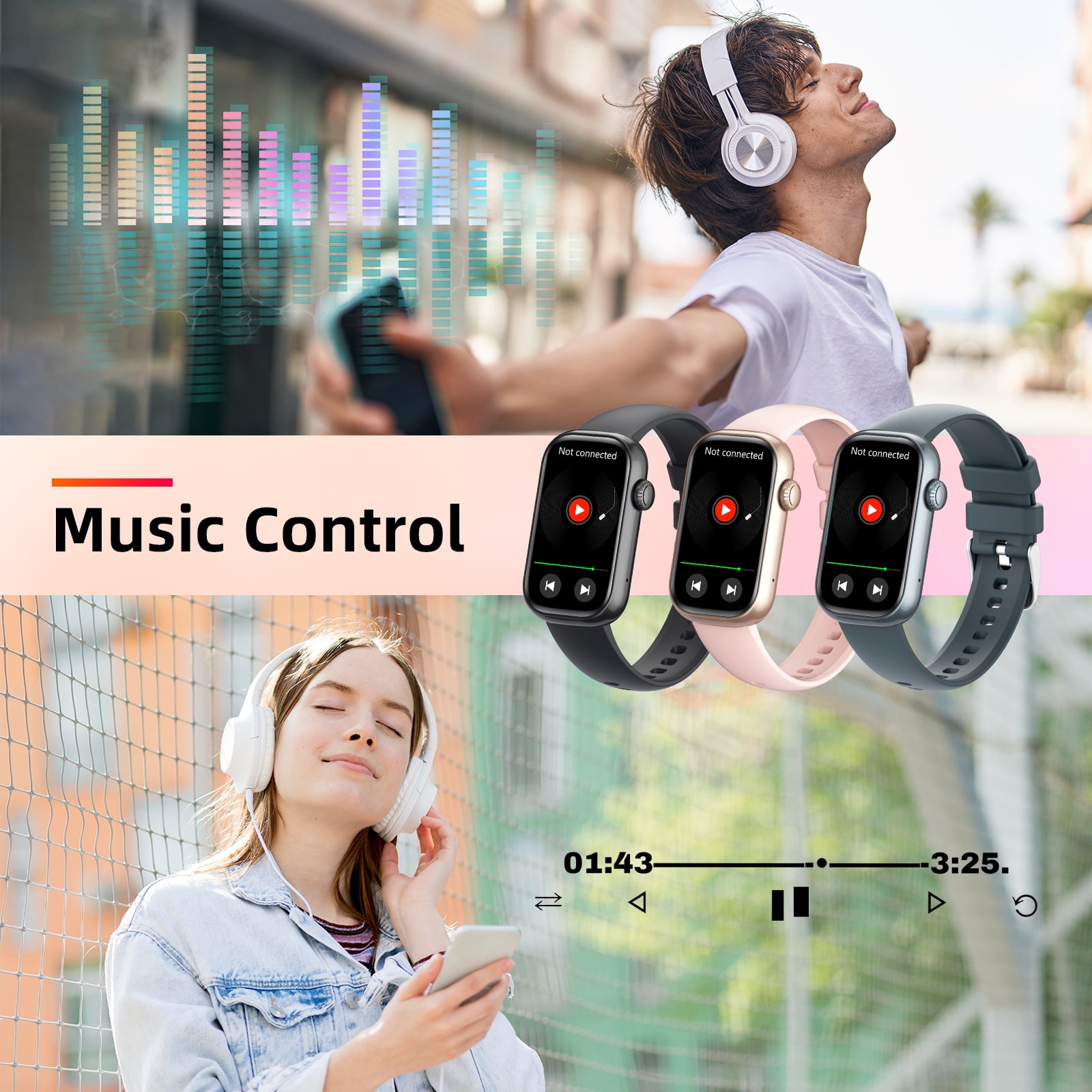 Pakrys QS50 Smart Watch for Women with 1.47” Full Touch Screen Smartwatch with Bluetooth Call 100+ Sports Modes Fitness Tracker with IP68 Waterproof for iOS Android