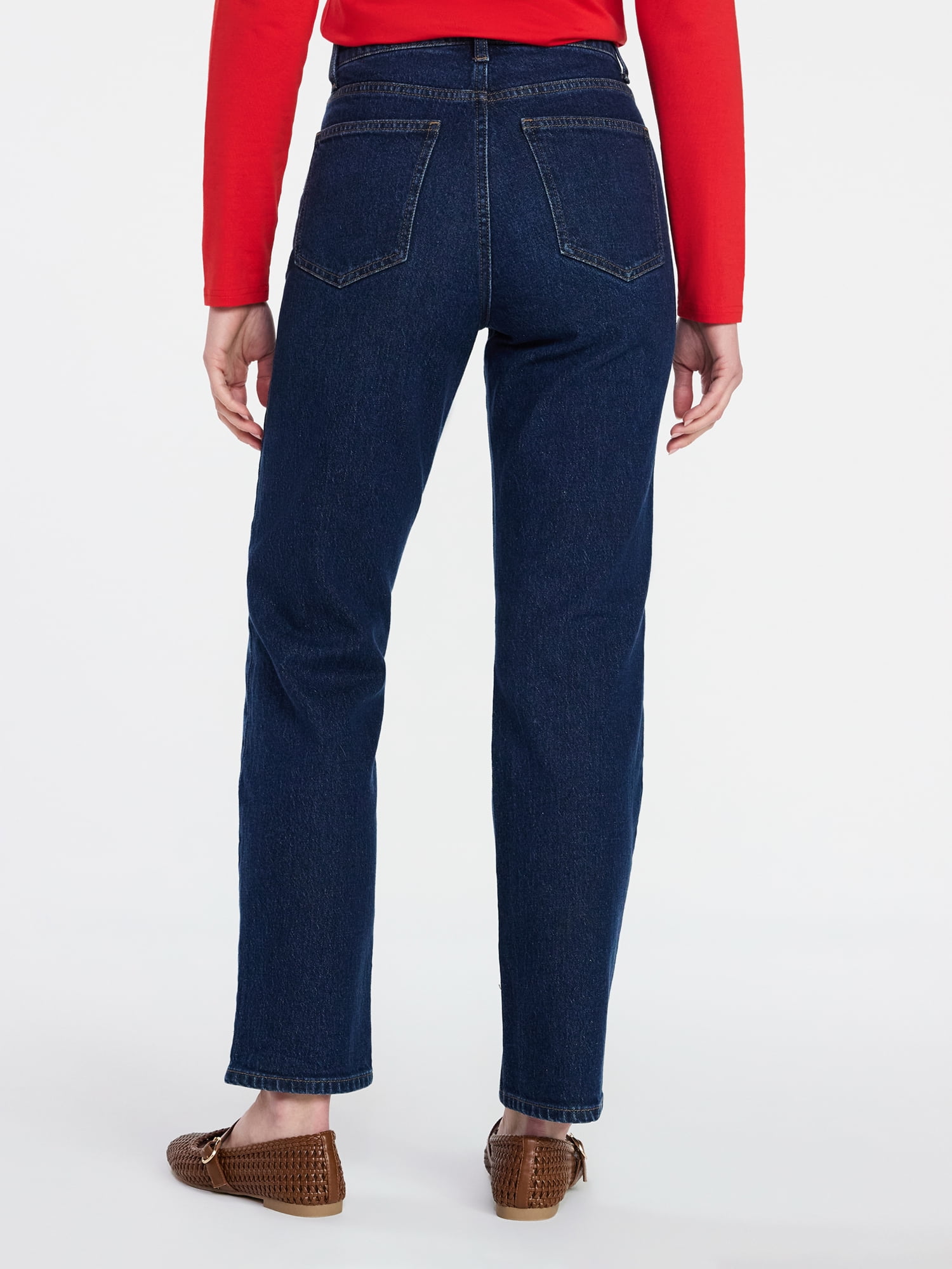 Time and Tru Women's High Rise Straight Leg Jeans, 30" Inseam, Sizes 0-22, 0S-22S