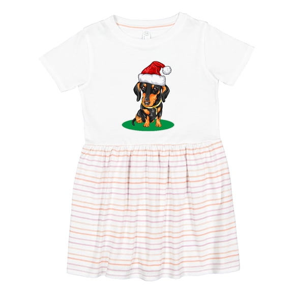 Inktastic Christmas Dachshund Dog Santa Girls Toddler Dress