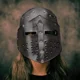 thumbnail image 3 of Casco cruzado de Caballero de armadura Medieval, máscara de cuero de Guerrero pirata, sombrero de soldado, disfraz de Cosplay, LARP de cabeza, Carnaval, vestido de fiesta, 3 of 5