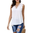 thumbnail image 2 of Womens Lace Trim Tank Tops V Neck Sleeveless Shirts 2025 Summer Casual Dressy Top White M, 2 of 9