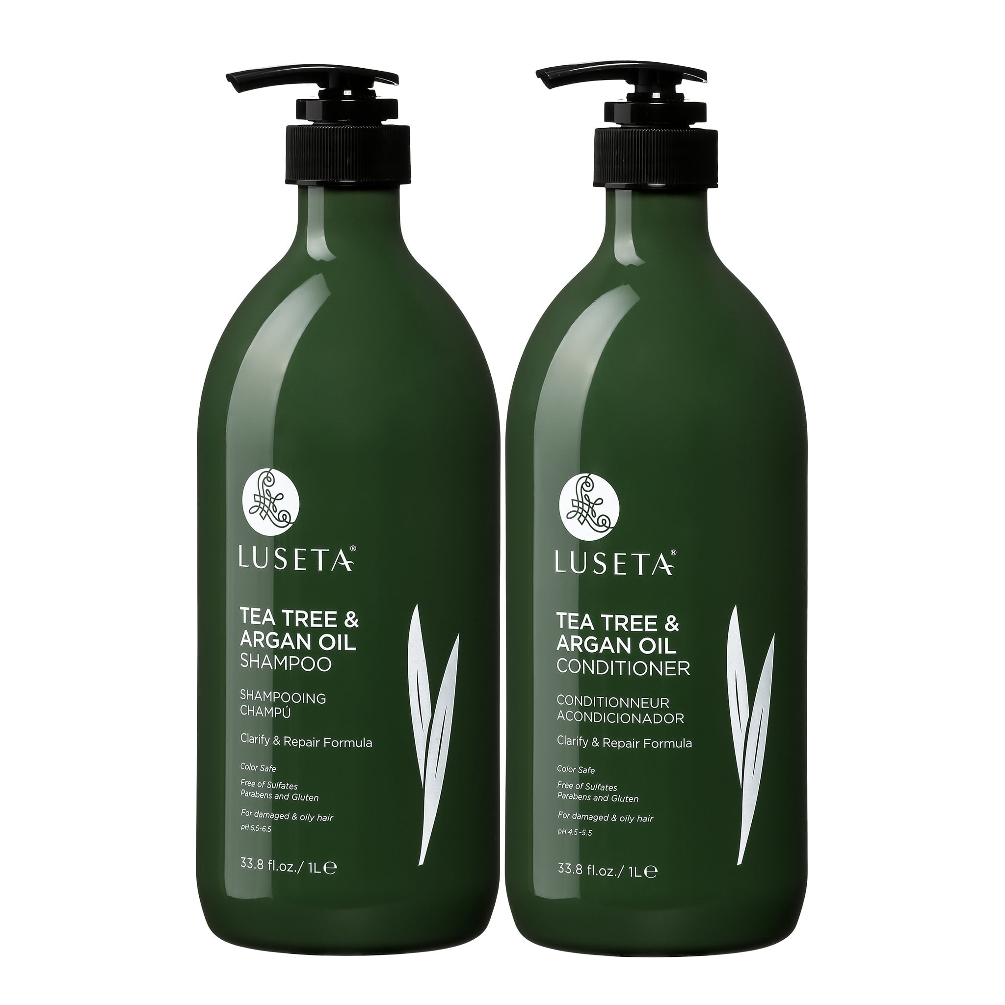 Luseta Tea Tree & Oil Shampoo & Conditioner Set 2 x 16.9oz for Damaged & Oily Hair - Sulfate Free Paraben Free - Walmart.com