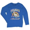 thumbnail image 5 of Believe in Yourself Unicorn Women's Long Sleeve T-shirt Colorful Rainbow Magical Pony, 5 of 7