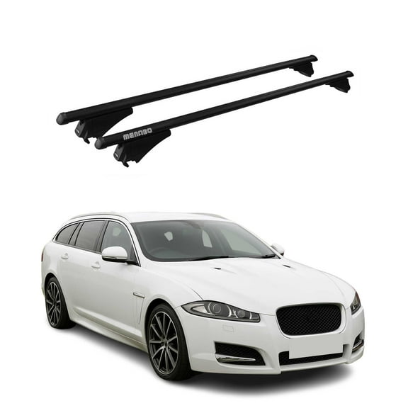 OMAC Top Roof Racks Cross Bars for Jaguar XF 2009-2015 Black Aluminium 2 Pcs Anti-Theft for Travel Kayak Canoe Surf Ski Snowboard Camping