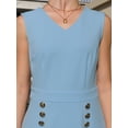 thumbnail image 4 of DARING DIVA V Neck Sleeveless Pencil Bodycon Knee Length Dress 2XL Sky Blue, 4 of 6