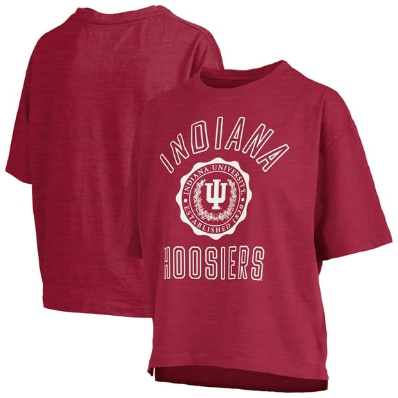 Women's Pressbox Crimson Indiana Hoosiers Motley Crew Bishop Waist Length Oversized Slub T-Shirt