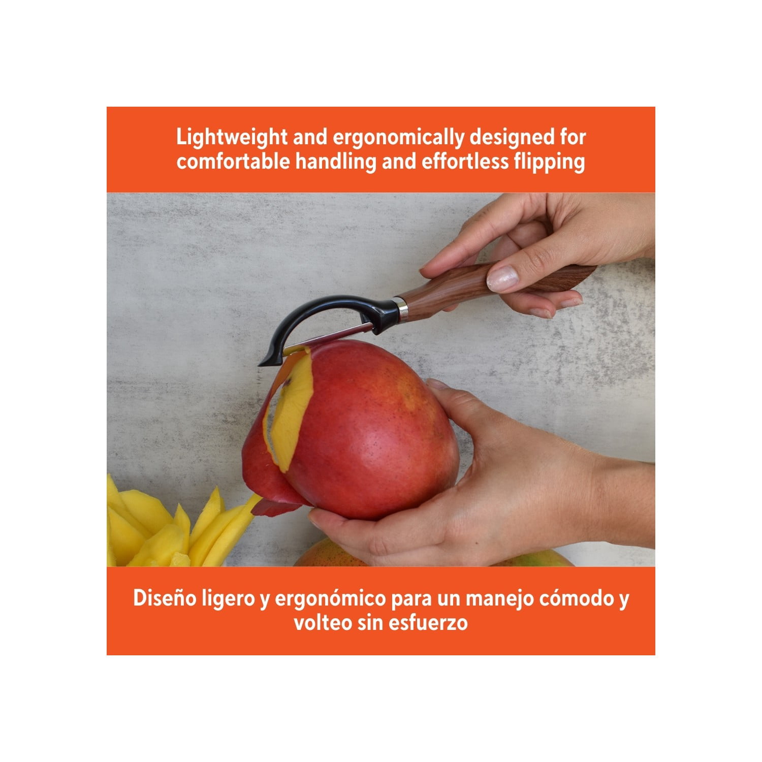 IMUSA  Chef WL Stainless Steel Peeler with Wood Look Handle