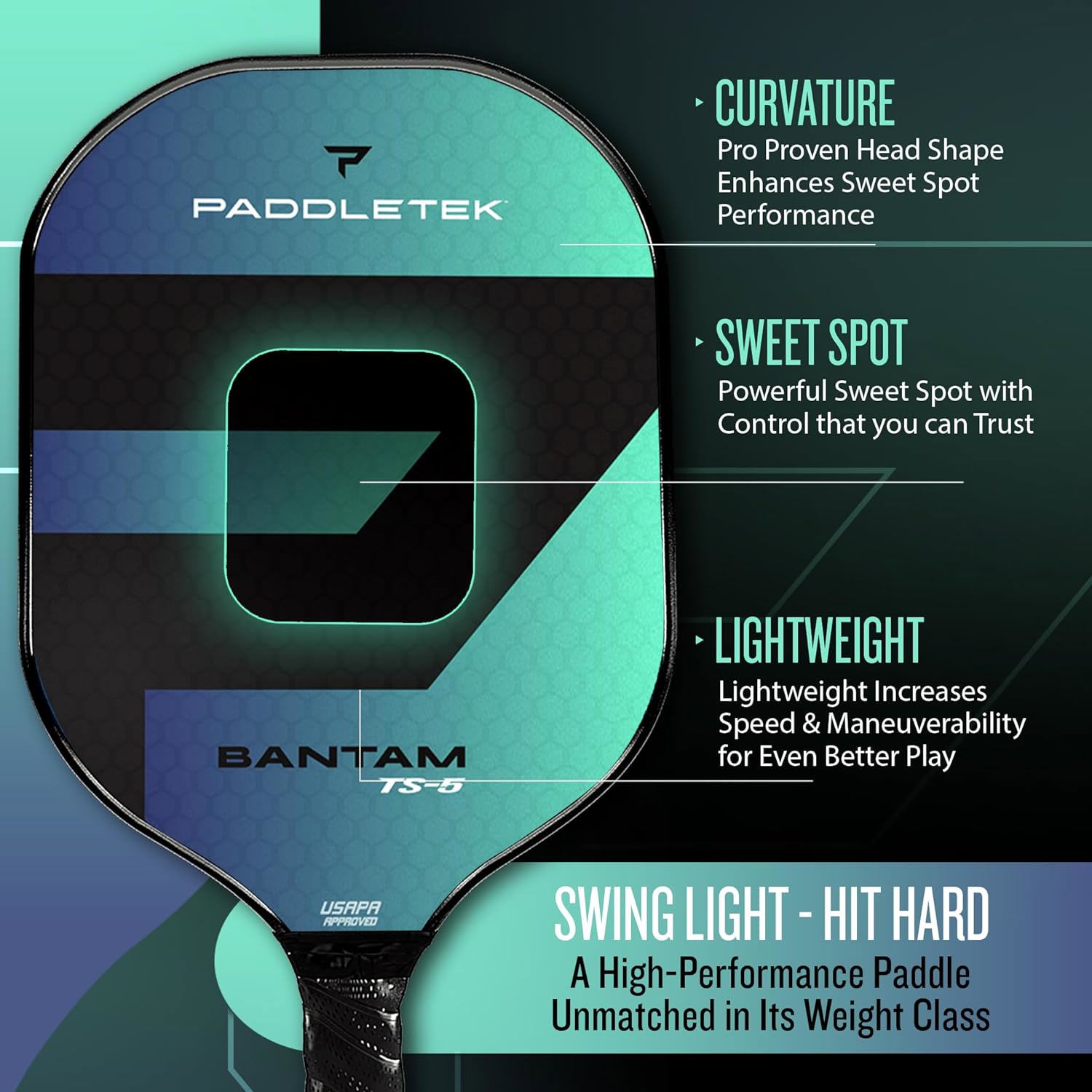 Paddletek Bantam TS-5 Pickleball Paddle (Riptide (Blue))