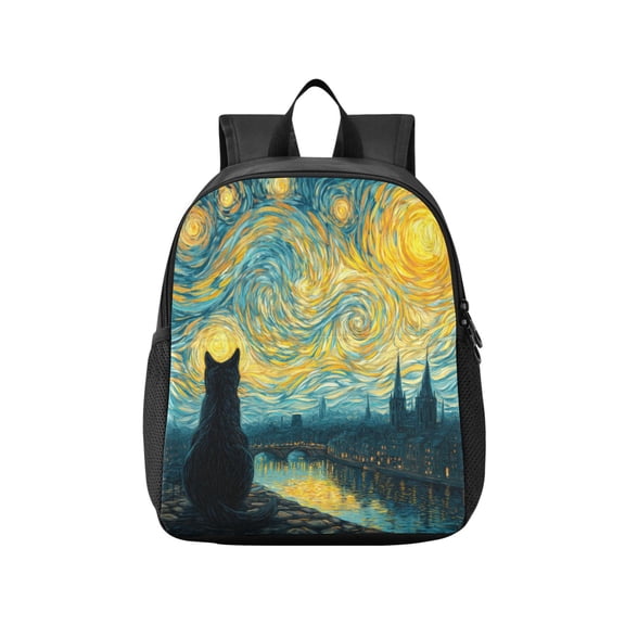 Toddler Backpack Black Cat under The Moon Waterproof Lightweight Backpack Casual Mini Daypack for Daycare & Travel