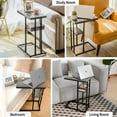thumbnail image 6 of C Shaped End Table, Side Table for Couch and Bed, Small Side Table for Small Spaces, Living Room, Bedroom, Rustic Snack Table, 6 of 8