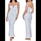 thumbnail image 3 of Vestido Maxi Bohemio de Verano para Mujer, con Estampado Floral, Tirantes Finos, Sin Mangas y Ajustado Azul M, 3 of 10