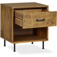 MUSEHOMEINC Rustic Solid Wood Nightstand with Drawer and Shelf for