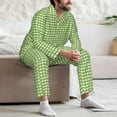 thumbnail image 7 of Naloa Green Gingham Men’s Pajamas Set - Long Sleeve Button Down Sleep Shirt and Pajama Bottoms Sleepwear Set-Large, 7 of 7