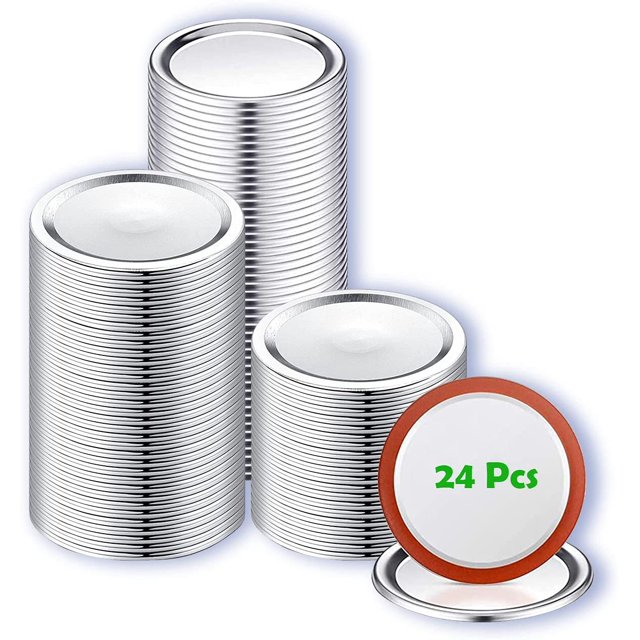 24-Count Canning Lids for Ball Kerr Jars, Split-type Mason Jar Lids for kerr and Ball Canning Jars, Food Safe Material, Leak Proof (70mm, Silver, Lids)
