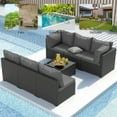 thumbnail image 4 of Phonjoroo Patio Furniture Set 7 Pieces Outdoor  Wicker Sectional Furniture Sofa Conversation Sets with Cushions All Weather Outside Patio Seating, 4 of 7