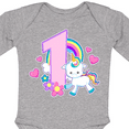 thumbnail image 4 of Inktastic I Am 1 Year Old with Unicorn and Hearts Girls Long Sleeve Baby Bodysuit, 4 of 5