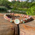 thumbnail image 2 of GHSDFBB Boho Handmade Natural Stone Bead 3 Row Wide Wrap Wrist Statment Bracelet Jewelry Collection, 2 of 7