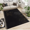 thumbnail image 2 of Light Luxury Golden Flowers Area Rugs 2'x3', Simple Black Background Carpet for Living Room Bedroom, Soft Washable Rug for Dining Table Home Office Floor Rug, 2 of 6