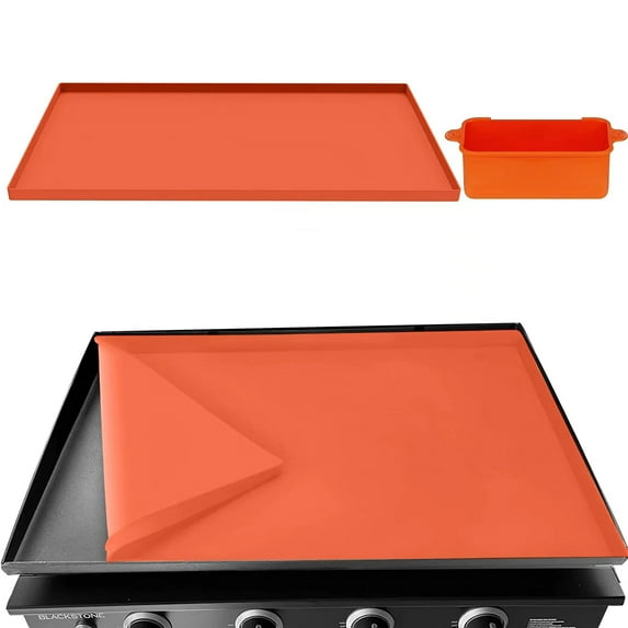 22-Inch Griddle Cover & Grease Cup Liner Kits for Blackstone Griddle, Reusable Waterproof and Easy to Clean BBQ Food Grade Silicone Grill Mat Protect Your Griddle from Insects, Debris, Rodents