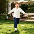 thumbnail image 6 of oelaio Toddler Baby Kid Fall Winter Clothes 2 Piece Outfit Long Sleeve Henley Shirt and Cinch Bottom Pants Set Boys Girls Casual Sweatsuit Sets Navy 2 Years, 6 of 6